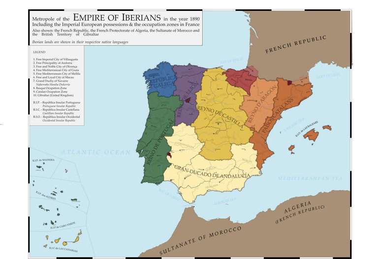 Bản đồ vị trí Madrid ở trung tâm bán đảo Iberia
