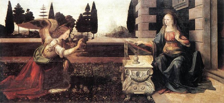 Bức Truyền Tin của Leonardo da Vinci trưng bày tại bảo tàng Uffizi
