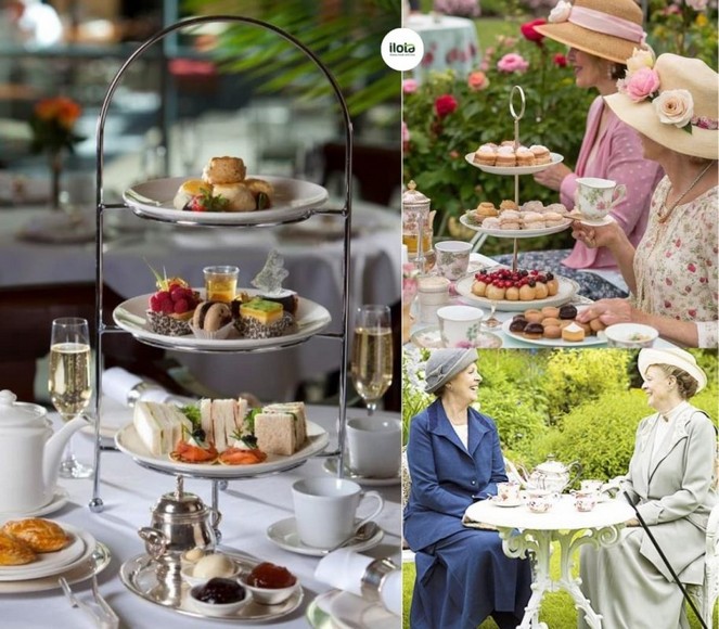 Ghế bành thấp và bàn trà kiểu afternoon tea quý tộc Anh