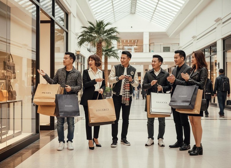 Khách mua sắm tại khu outlet châu Âu