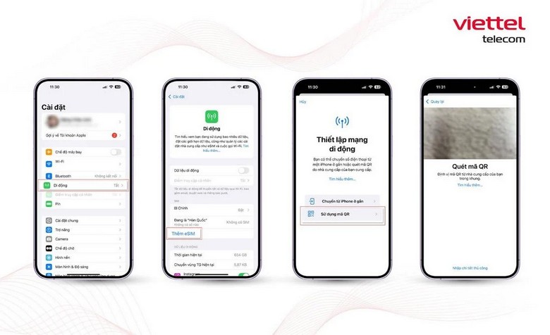 Màn hình cài đặt eSIM trên điện thoại