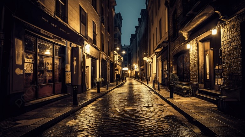  Một góc phố cổ Seville về đêm với ánh đèn vàng hắt lên tường gạch
