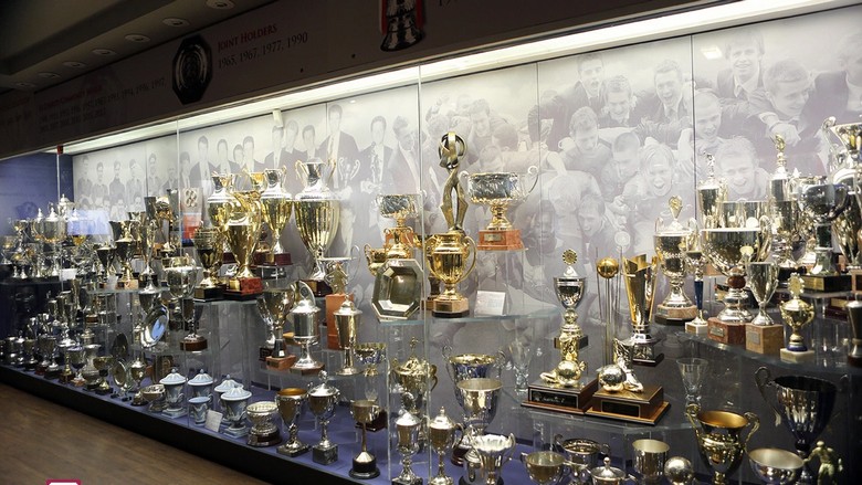 Phòng cúp trưng bày các danh hiệu vô địch của Manchester United