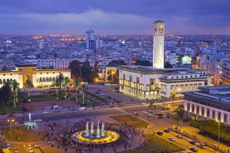 Toàn cảnh khu trung tâm hiện đại của Casablanca nhìn từ trên cao