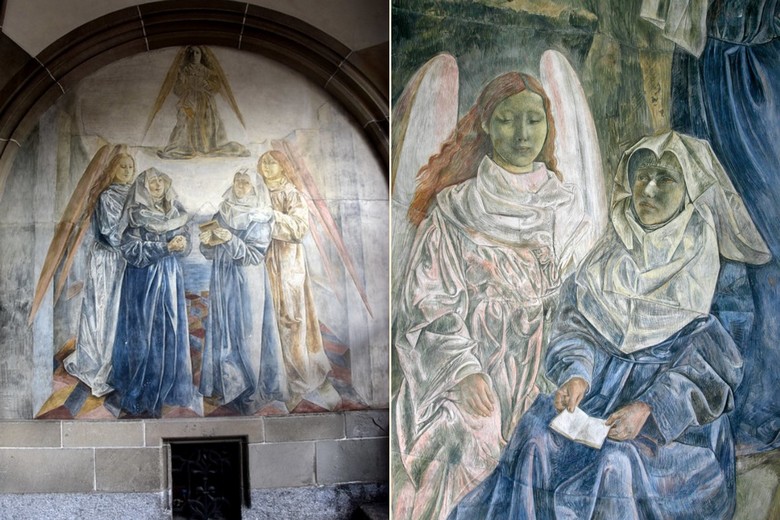 Tranh kính màu của Chagall bên trong nhà thờ Fraumünster