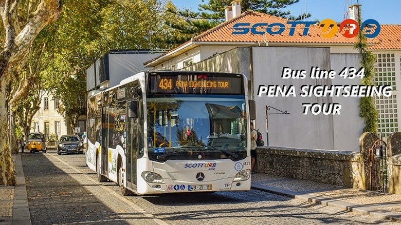 Xe buýt 434 chạy tuyến vòng từ ga Sintra lên cung điện Pena